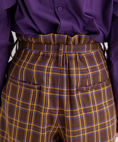 MERLOT（メルロー）の「チェック柄ハイウエストワイドテーパードパンツ1744（その他パンツ・レディース・ネイビー/ブラウン・FREE）」の16枚目の写真