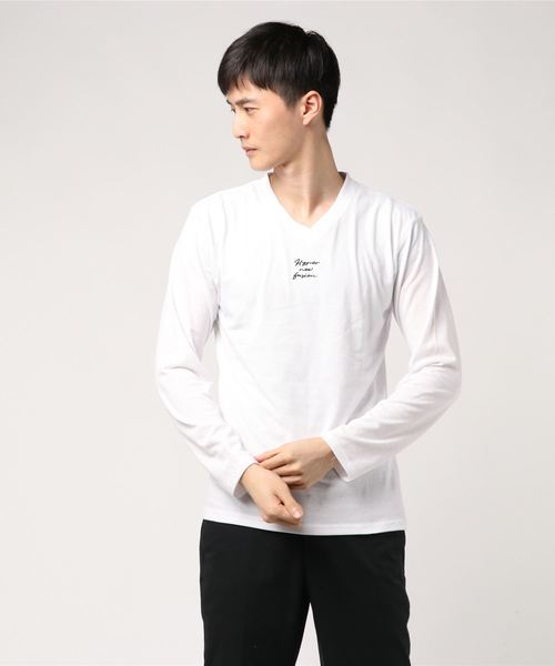 VENCEEXCHANGE（ヴァンスエクスチェンジ）の「フロント刺繍ロンT（Tシャツ/カットソー・メンズ・ホワイト/ブラック/ワインレッド・M/L）」の6枚目の写真