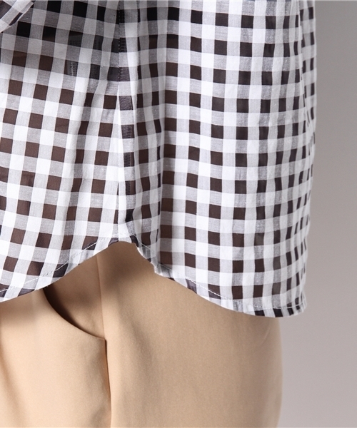 one after another NICE CLAUP（ワンアフターアナザーナイスクラップ）の「【ナイスクラップ】ギンガムすけブラウス（シャツ/ブラウス・レディース・オフホワイト/ブラック・FREE）」の7枚目の写真