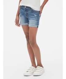 GAP | スーパーデニム ダメージ ミディショートパンツ（Fantastiflex）(デニムパンツ)