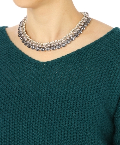 BEAUTY&YOUTH UNITED ARROWS(ビューティーアンドユースユナイテッドアローズ)の「BYMC パールモチーフ×ビジュー ショートネックレス2§ ◆(ネックレス・レディース・シルバー・フリー)」の5枚目の写真