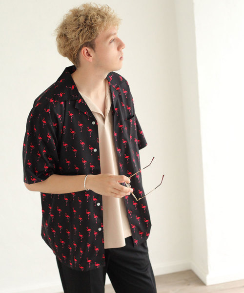 Nilway(ニルウェイ)の「【Nilway】 転写プリントオープンカラーシャツ/アロハシャツ(シャツ/ブラウス)」|ブラック系その他2