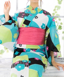 KYOETSU | 「KYOETSU/キョウエツ」浴衣セット あざやかレトロ 変わり織4点セット(浴衣、兵児帯、肌着、下駄) fy31(浴衣)