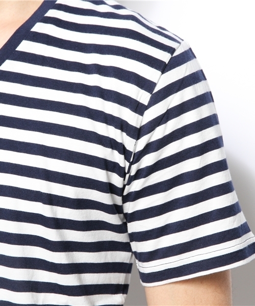 UNION STATION(ユニオンステーション)の「スーピマコットンVネックボーダー(Tシャツ/カットソー・メンズ・グリーン/ブルー/ネイビー・MEDIUM/LARGE/LL)」の5枚目の写真