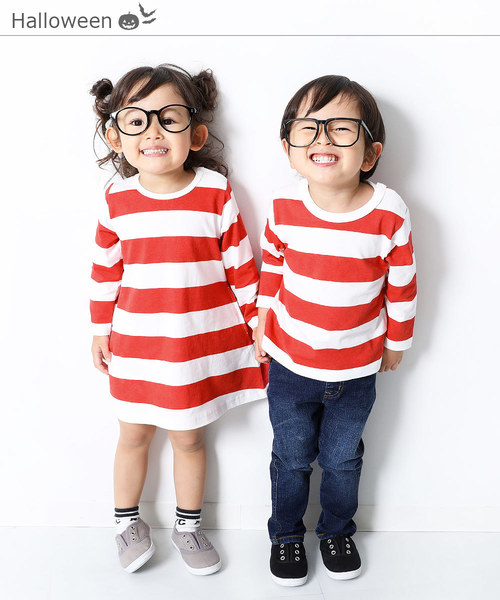 devirock(デビロック)の「プリントボーダー長袖Tシャツ(Tシャツ/カットソー・キッズ・ネイビー/レッド/ブラック・80cm/90cm/100cm/110cm/120cm/130cm/140cm/150cm/160cm)」の5枚目の写真