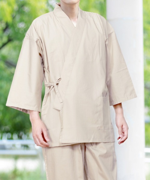 KYOETSU（キョウエツ）の「洗える通年作務衣（着物・メンズ・ブラック/ベージュ/ネイビー/ブラウン/グリーン・LL/3L/M/L/4L）」の3枚目の写真
