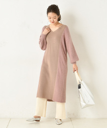 DouDou | アンゴラ切替ワンピース(ワンピース)