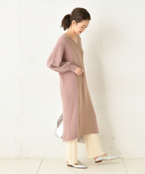 DouDou(ドゥドゥ)の「アンゴラ切替ワンピース(ワンピース・レディース・ブラウン/オフホワイト/ピンク・FREE)」の22枚目の写真