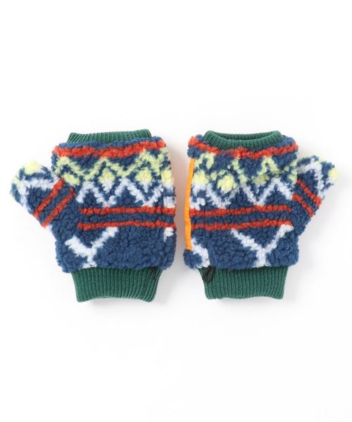 チャイハネ（チャイハネ）の「【チャイハネ】ファスナーポケット付きボアハーフグローブ（手袋・レディース・ブルー/ブラウン/オフホワイト・FREE）」の11枚目の写真