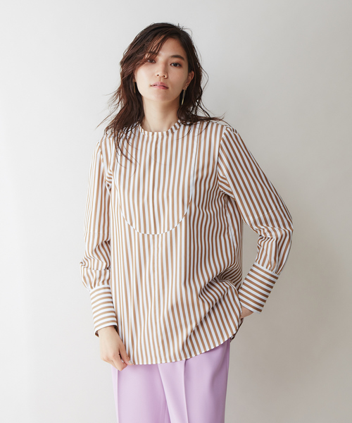 qualite（カリテ）の「ロングカフスシャツ（シャツ/ブラウス・レディース・オフホワイト/キャメル・38）」の2枚目の写真