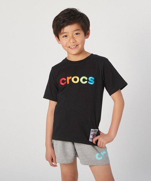CROCS /クロックス】キッズロゴ刺繍Tシャツ / ボーイズ ガールズ