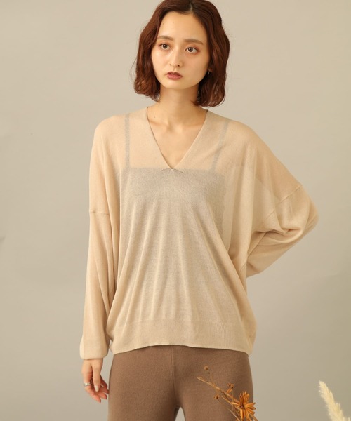 Vネックルーズシアーセーター