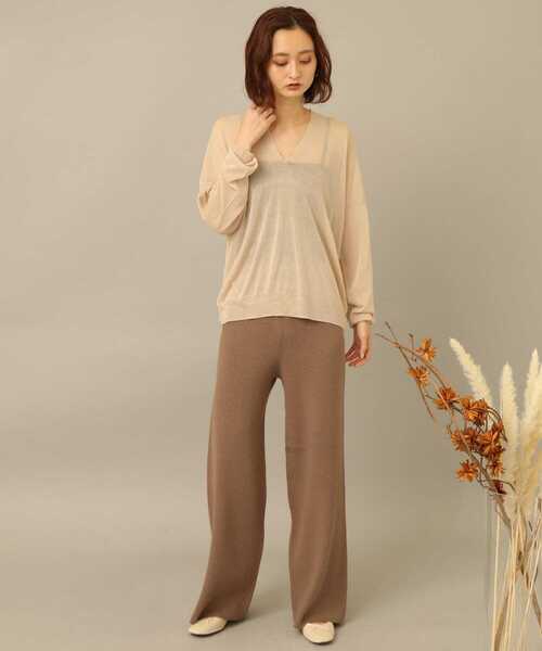 Vネックルーズシアーセーター