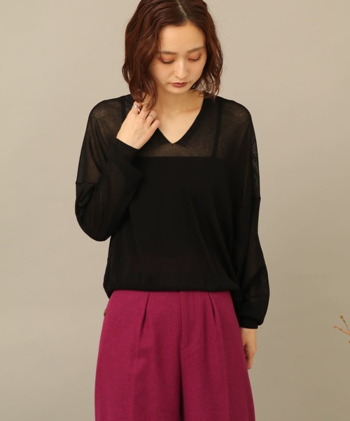 Vネックルーズシアーセーター