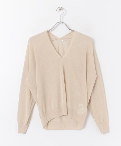 Vネックルーズシアーセーター