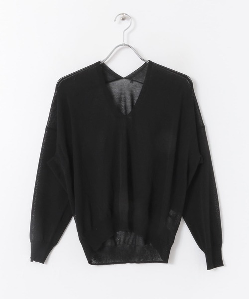 Vネックルーズシアーセーター