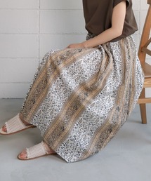 Made in INDIA◆パネル柄ロングスカート