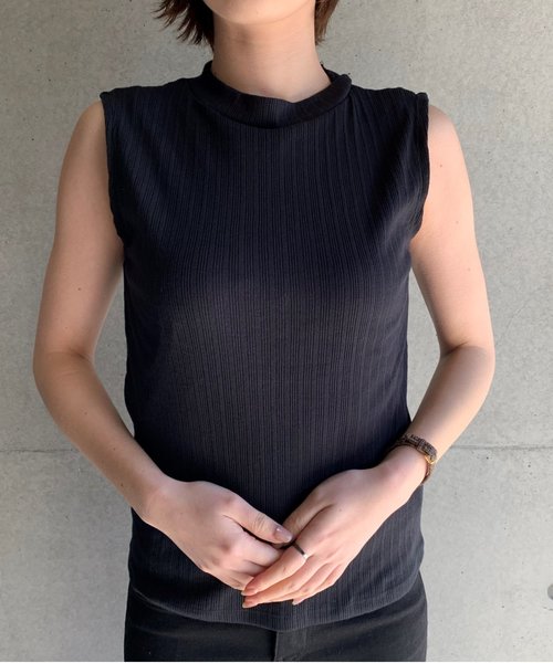 FUN.TRINITY（ファン トリニティー）の「ワイドリブノースリーブ（Tシャツ/カットソー・レディース・ブラック/パープル/オフホワイト/ブルー/モカ・FREE）」の3枚目の写真