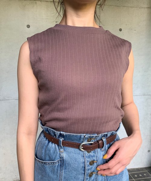 FUN.TRINITY（ファン トリニティー）の「ワイドリブノースリーブ（Tシャツ/カットソー・レディース・ブラック/パープル/オフホワイト/ブルー/モカ・FREE）」の4枚目の写真