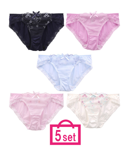 Blooming Flora ブルーミングフローラ の ノーマルショーツ 5枚セット 2wayトリコット レース使い ショーツ Wear