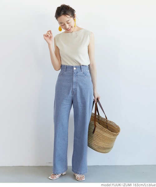 coca(coca)(コカ)の「後ろレースアップワイドパンツ(デニムパンツ・レディース・ホワイト/ライトブルー/ブルー/カーキ・ONE SIZE)」の5枚目の写真