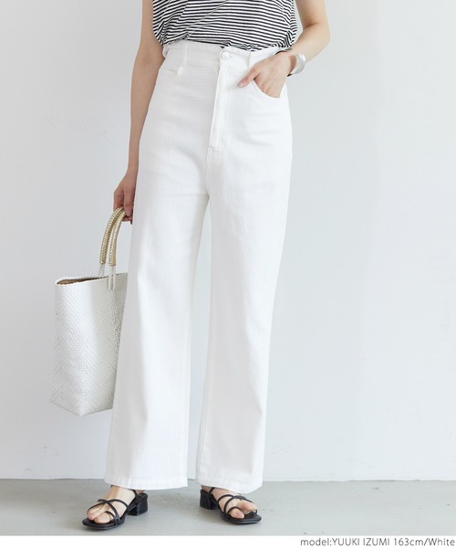 coca(coca)(コカ)の「後ろレースアップワイドパンツ(デニムパンツ・レディース・ホワイト/ライトブルー/ブルー/カーキ・ONE SIZE)」の9枚目の写真