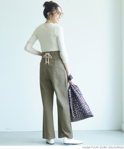 coca(coca)(コカ)の「後ろレースアップワイドパンツ(デニムパンツ・レディース・ホワイト/ライトブルー/ブルー/カーキ・ONE SIZE)」の16枚目の写真