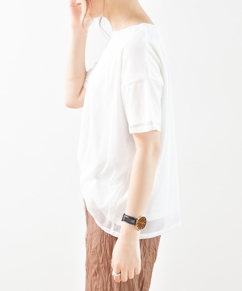 Ambre Neige(アンブルネージュ)の「オーバーチュールTシャツ/【WEB/EC限定商品】(Tシャツ/カットソー・レディース・ブラック/オフホワイト/オレンジ系その他・FREE)」の4枚目の写真