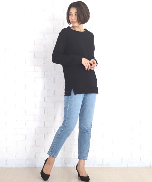 Amulet(アミュレット)の「スリットカットソー(Tシャツ/カットソー・レディース・グレー系その他/ピンク/イエロー/ブラック/ホワイト/ネイビー/グレー・M/L/XL)」の12枚目の写真