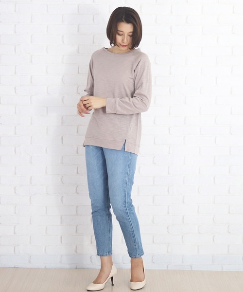 Amulet(アミュレット)の「スリットカットソー(Tシャツ/カットソー・レディース・グレー系その他/ピンク/イエロー/ブラック/ホワイト/ネイビー/グレー・M/L/XL)」の10枚目の写真