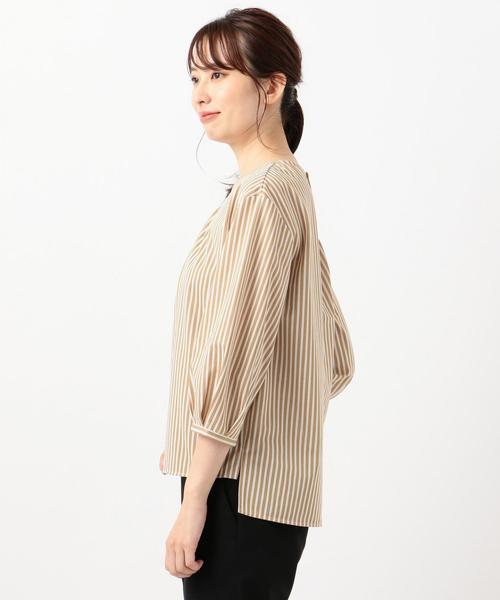 J.PRESS Ladies(J.プレス レディス)の「トリコットストライプ クルーネック カットソー(Tシャツ/カットソー・レディース・ベージュ系1/カーキ系1/ワイン系1・SMALL)」の4枚目の写真