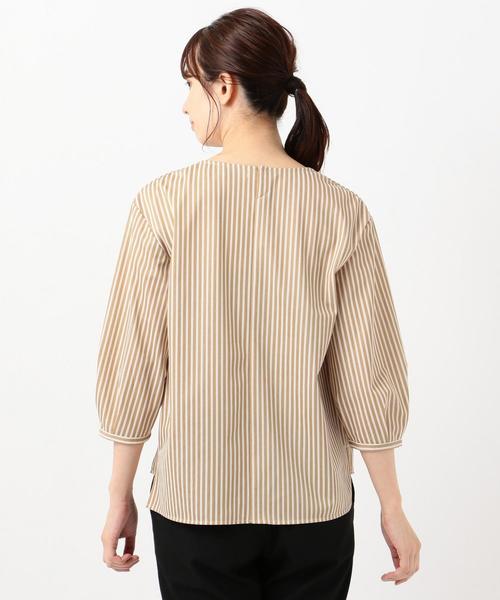 J.PRESS Ladies(J.プレス レディス)の「トリコットストライプ クルーネック カットソー(Tシャツ/カットソー・レディース・ベージュ系1/カーキ系1/ワイン系1・SMALL)」の5枚目の写真