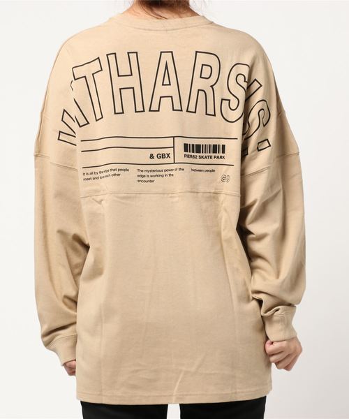 TRAP/U (トラップユー)の「【69】【TRAP/U】バックプリント長袖ドルマンTシャツ(Tシャツ/カットソー・レディース・ホワイト/ブラック/ベージュ・MEDIUM/LARGE)」の8枚目の写真