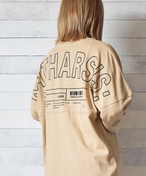 TRAP/U (トラップユー)の「【69】【TRAP/U】バックプリント長袖ドルマンTシャツ(Tシャツ/カットソー・レディース・ホワイト/ブラック/ベージュ・MEDIUM/LARGE)」の3枚目の写真