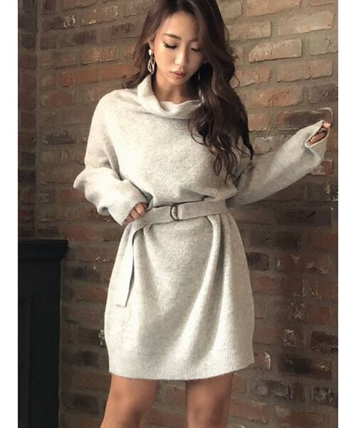 RESEXXY(リゼクシー)の「ウォームニットワンピース(ワンピース・レディース・ブラック/ベージュ/グレー/イエロー・FREE)」の1枚目の写真