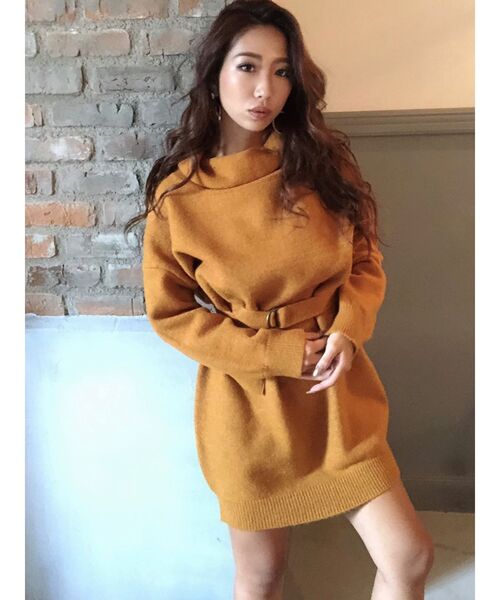 RESEXXY(リゼクシー)の「ウォームニットワンピース(ワンピース・レディース・ブラック/ベージュ/グレー/イエロー・FREE)」の4枚目の写真