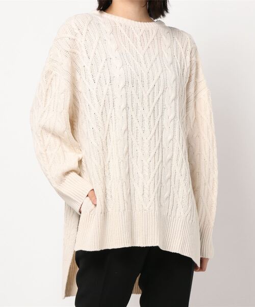 rps（アールピーエス）の「ＢＡＣＫリボンケーブルニットプルオーバー（ニット/セーター・レディース・ブラウン/オフホワイト/ラベンダー・M）」の14枚目の写真