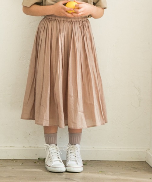 pairmanon（ペアマノン）の「【インドコットン】【リンクコーデ】インド綿 コットン ロング ボイルスカート（スカート・キッズ・ラベンダー/ブルー/ブラック/ベージュ/テラコッタ・100/120/140/150/90/110/130）」の3枚目の写真