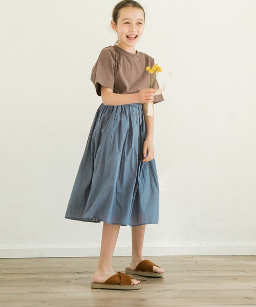 pairmanon（ペアマノン）の「【インドコットン】【リンクコーデ】インド綿 コットン ロング ボイルスカート（スカート・キッズ・ラベンダー/ブルー/ブラック/ベージュ/テラコッタ・100/120/140/150/90/110/130）」の4枚目の写真