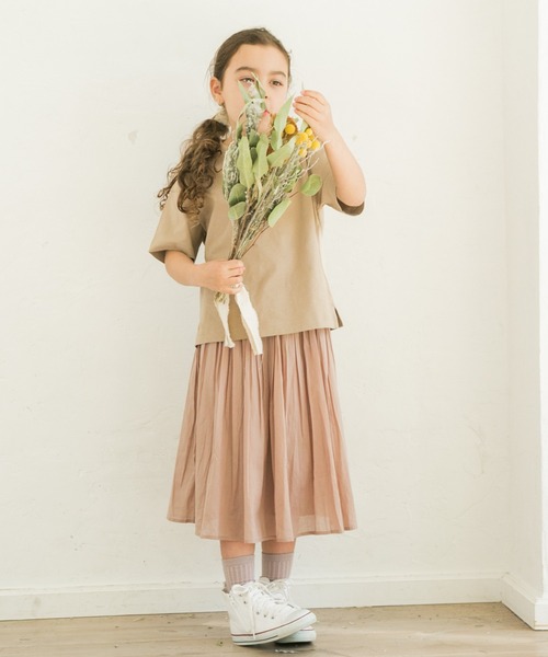 pairmanon（ペアマノン）の「【インドコットン】【リンクコーデ】インド綿 コットン ロング ボイルスカート（スカート・キッズ・ラベンダー/ブルー/ブラック/ベージュ/テラコッタ・100/120/140/150/90/110/130）」の15枚目の写真