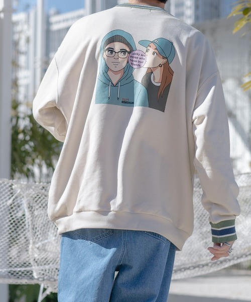 kutir(クティール)の「リブ配色ゆるイラストスウェット(スウェット・メンズ・ホワイト/ブラック/その他/霜降りグレー・MEDIUM/LARGE)」の2枚目の写真