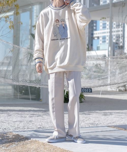 kutir(クティール)の「リブ配色ゆるイラストスウェット(スウェット・メンズ・ホワイト/ブラック/その他/霜降りグレー・MEDIUM/LARGE)」の12枚目の写真