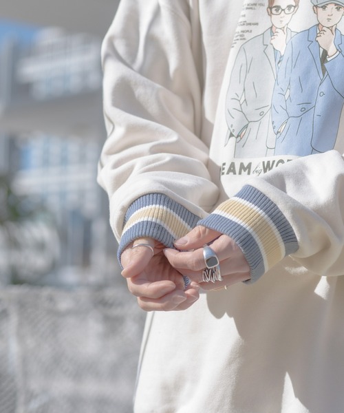 kutir(クティール)の「リブ配色ゆるイラストスウェット(スウェット・メンズ・ホワイト/ブラック/その他/霜降りグレー・MEDIUM/LARGE)」の16枚目の写真