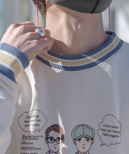 kutir(クティール)の「リブ配色ゆるイラストスウェット(スウェット・メンズ・ホワイト/ブラック/その他/霜降りグレー・MEDIUM/LARGE)」の15枚目の写真