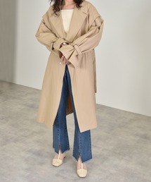 w closet | レイヤード風ノーカラーコート(ノーカラーコート)