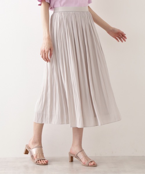 NATURAL BEAUTY BASIC（ナチュラルビューティーベーシック）の「割繊ギャザースカート（スカート・レディース・ライトグリーン/ブラウン/グレイッシュベージュ・X-SMALL/SMALL/MEDIUM）」の3枚目の写真