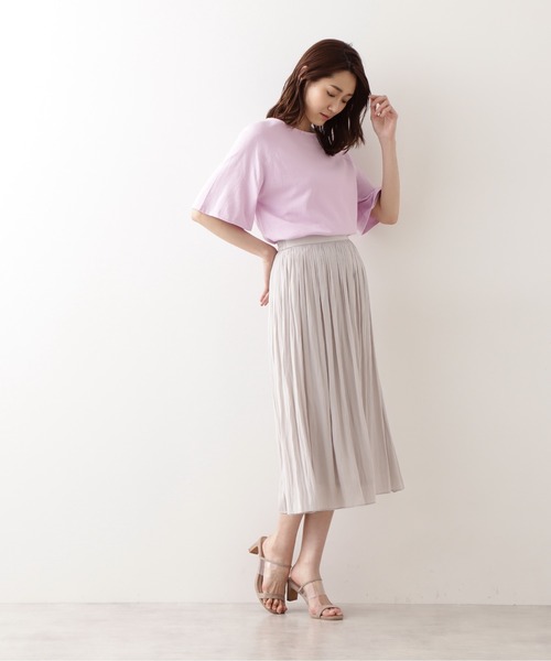 NATURAL BEAUTY BASIC（ナチュラルビューティーベーシック）の「割繊ギャザースカート（スカート・レディース・ライトグリーン/ブラウン/グレイッシュベージュ・X-SMALL/SMALL/MEDIUM）」の10枚目の写真