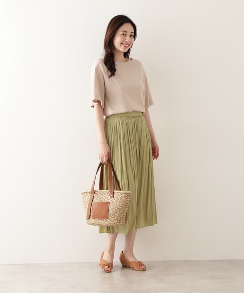 NATURAL BEAUTY BASIC（ナチュラルビューティーベーシック）の「割繊ギャザースカート（スカート・レディース・ライトグリーン/ブラウン/グレイッシュベージュ・X-SMALL/SMALL/MEDIUM）」の15枚目の写真