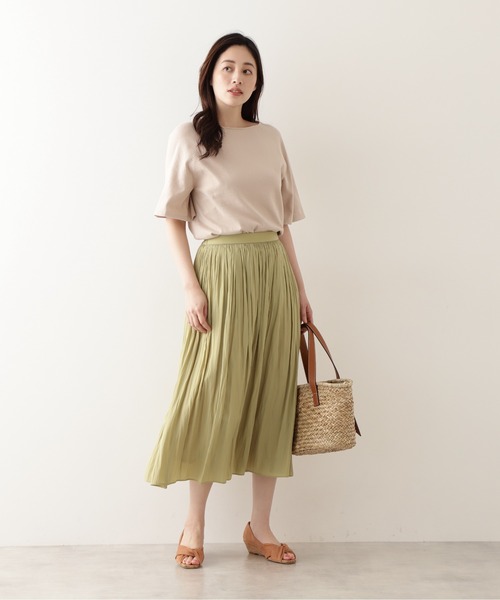 NATURAL BEAUTY BASIC（ナチュラルビューティーベーシック）の「割繊ギャザースカート（スカート・レディース・ライトグリーン/ブラウン/グレイッシュベージュ・X-SMALL/SMALL/MEDIUM）」の16枚目の写真