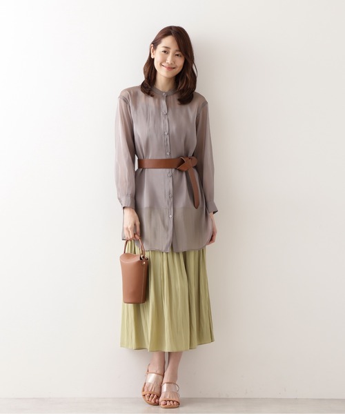 NATURAL BEAUTY BASIC（ナチュラルビューティーベーシック）の「割繊ギャザースカート（スカート・レディース・ライトグリーン/ブラウン/グレイッシュベージュ・X-SMALL/SMALL/MEDIUM）」の17枚目の写真